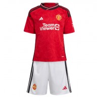 Manchester United Donny van de Beek #34 Heimtrikotsatz Kinder 2023-24 Kurzarm (+ Kurze Hosen)